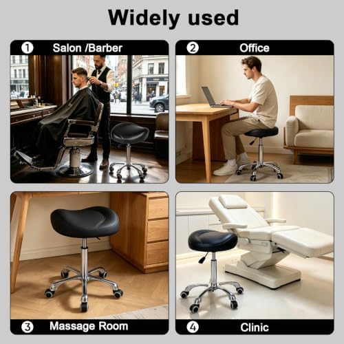 Ergonomic Saddle Chair,Heavy-Duty Rolling Stool with Wheels