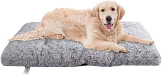 PAWISE Shape Memory Dog Bed Deluxe Plush Mattress for Dogs & Cats Nonslip Bottom Pet Beds for Medium Large Dogs 35.8 X 24in