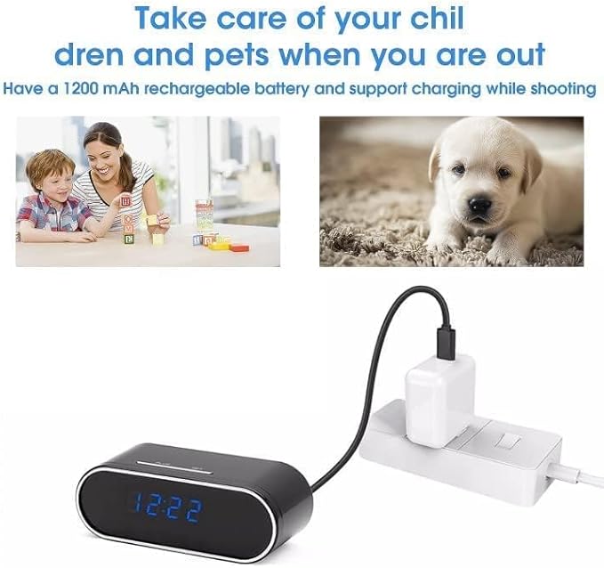 Hidden Camera Clock HD 1080P WiFi Wireless Video Spy Cameras Small Camera Night Vision Surveillance Security Nanny Cams for Home/Pet