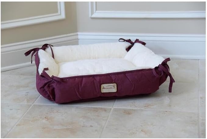 Dog Bed & Mat - Heavy Duty Canvas & Plush Cushion - Polyfill Comfort - Laurel Green & Ivory