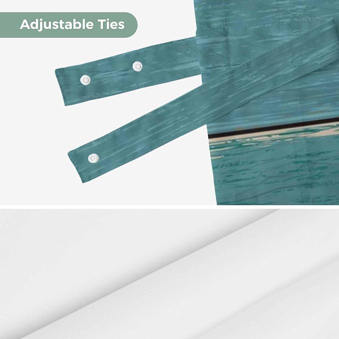 Teal Blue Brown Tie Up Valance Curtains