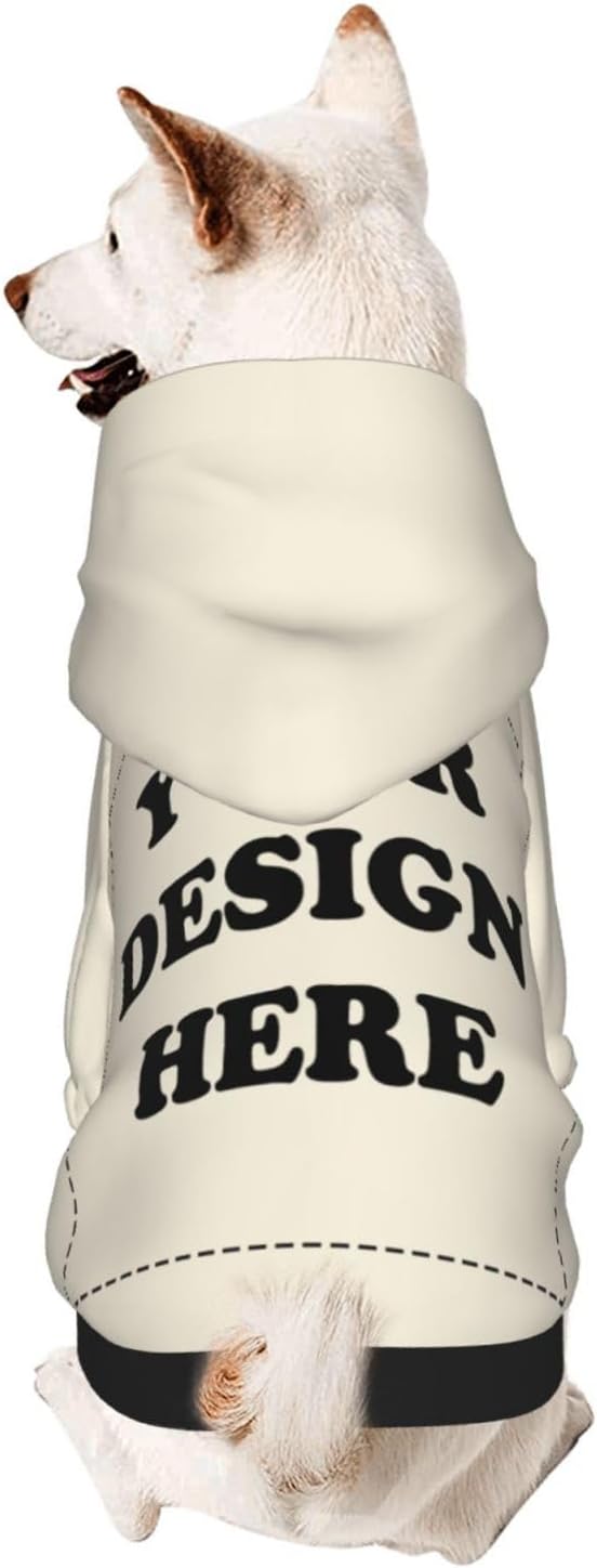 Dog Clothes, Custom Dog Hooded Sweatshirt, Personalized Pet Costume Robe Shirt with Text/Image/Club Name/Pet Shop Logo for Small Medium Large Dogs and Cats, CreamYellow, M