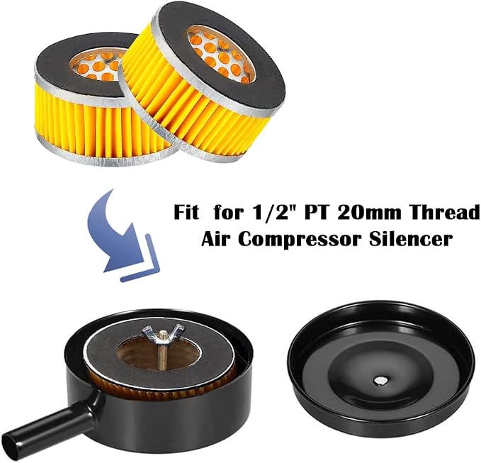 1/2" PT 20mm Thread Air Compressor Silencer Intake Noise Muffler Air