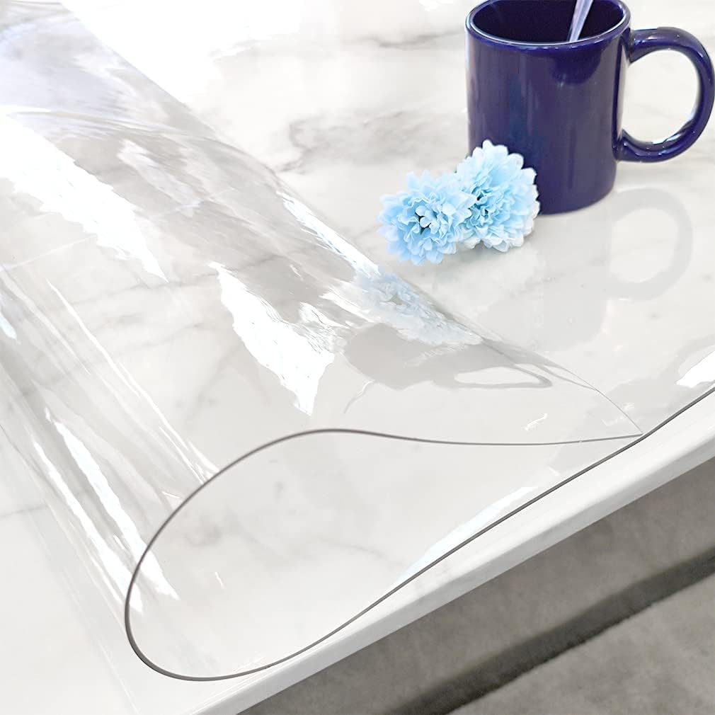 Kasepie Clear Table Protector 42x72 Inch, 2mm Thick PVC Table Cover for Kitchen & Dining Room, Scratch-Resistant Waterproof Desk Mat - Rectangle Plastic Tabletop Cover