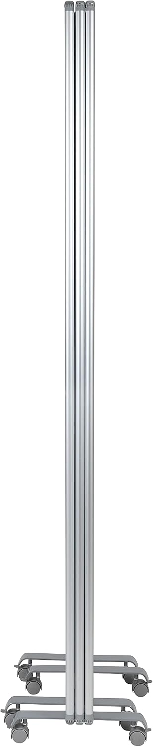 Flash Furniture Raisley 3-Section Mobile Magnetic Whiteboard and Cloth Partition, Rolling Dry Erase Board Room Divider, 72"H x 24"W