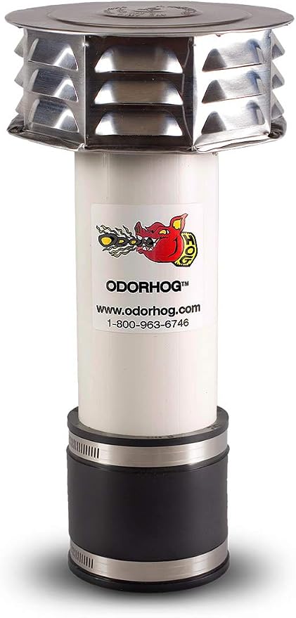 OdorHog Metal Cap Clamp On Vent Stack Pipe Filter 3", Removes Outdoor Septic