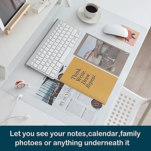 XL PVC Clear Desk Blotter Mat Protector Plastic Table Cover Mat Extra Large Office Drawing Writing Full Desk Pad for Computer Work Desktop Organizer Non-Slip Easy Clean Water Resistant 24x60 Crystal