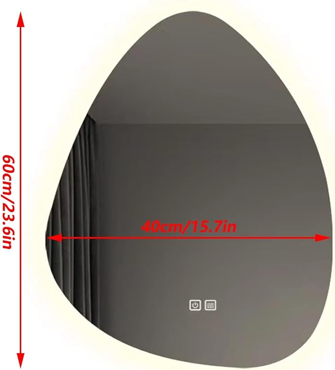 Irregular Bathroom Mirror with LED Lights, Wall Mounted Mirror with Touch