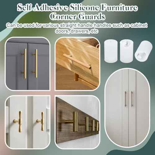 OLYCRAFT 12Pcs Clear Silicone Anti-Collision Corner Drawer Bumpers Cabinet Handle Protection Covers Corner Protector Round Silicone Cabinet Handle Guards for Shoe Vanity Drawer Kitchen - 0.7 inch