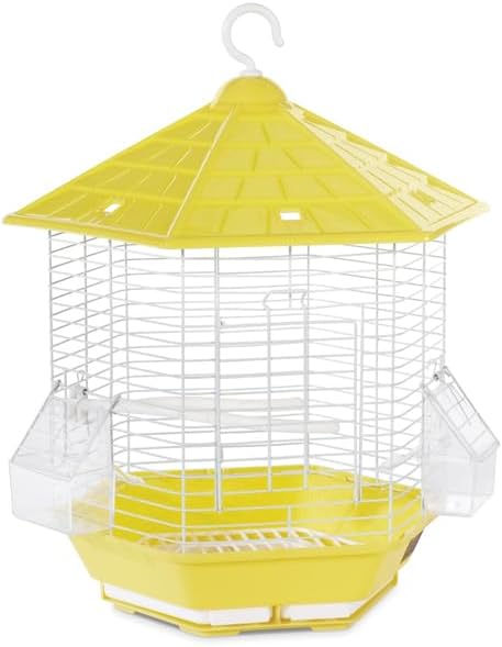 Neo-Classical Nostalgia Bird Cage with Elegant Design, Durable Metal Construction, Spacious Interior, and Timeless Aesthetic for Comfortable Bird Housing Yellow