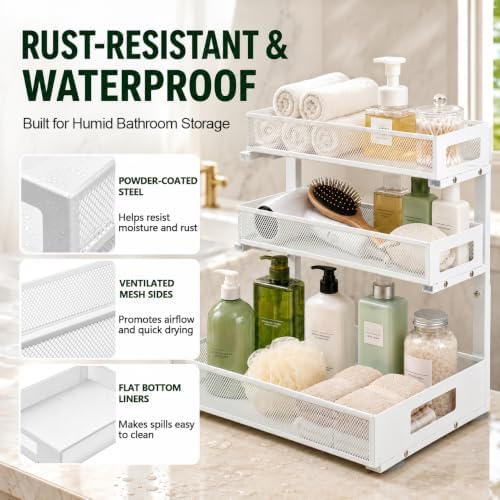 3 Tier Under Sink Organizer for Bathroom, Pull Out Drawers, 1 Pack