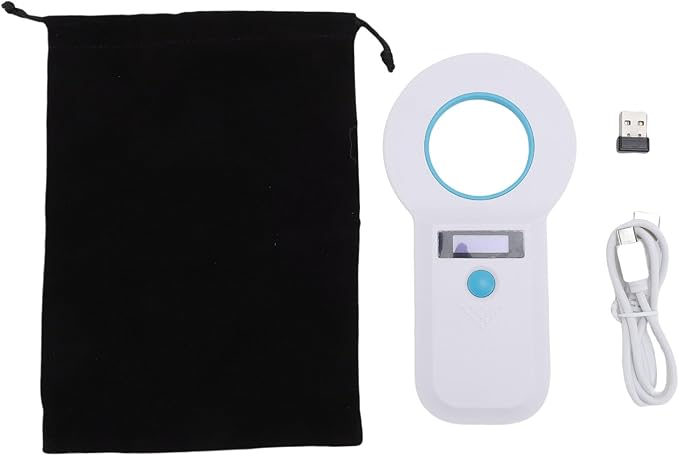 15 Digits Pet Chip Reader USB Connectivity Supports FDX B for EMID Double Frequency Pet Identification Ideal for OntheGo Scanning (White)