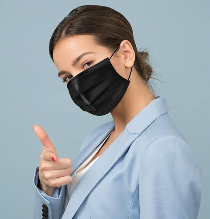 NNPCBT 500PCS 3 ply black disposable masks filter mask