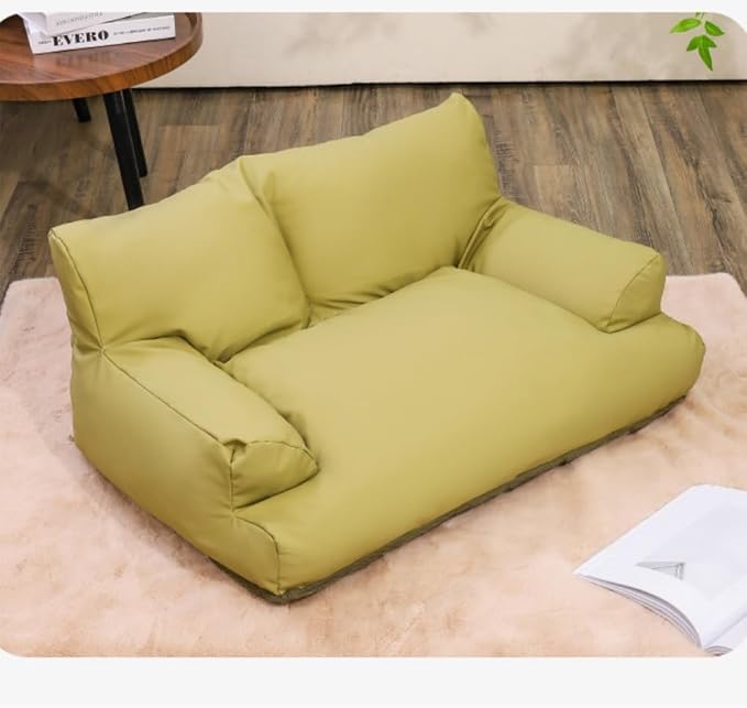 PU Leather Rectangle Dog Cat Pet Sofa Couch Soft Calming Pet Beds for Small Cats and Dogs,20X15.7X9 INCH (Green)