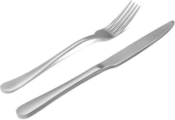 Matte Silverware Set, 20-Piece Stainless Steel Flatware Set, Kitchen Utensil