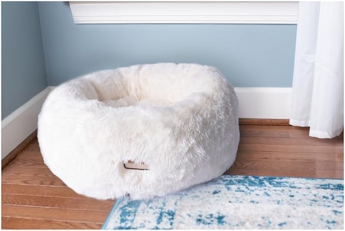 Plush Pet Bed - Ultra Soft Cuddler for Cats & Small Dogs - Skid-Free & Washable - 22x22x8