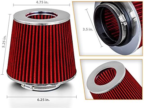 Rtunes Racing Universal Clamp-On Air Filter, Standard Cone, Dry Washable Design