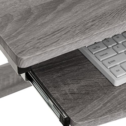 Techni Mobili 38"W Desk with Printer/Keyboard Tray & CPU Platform, Grey
