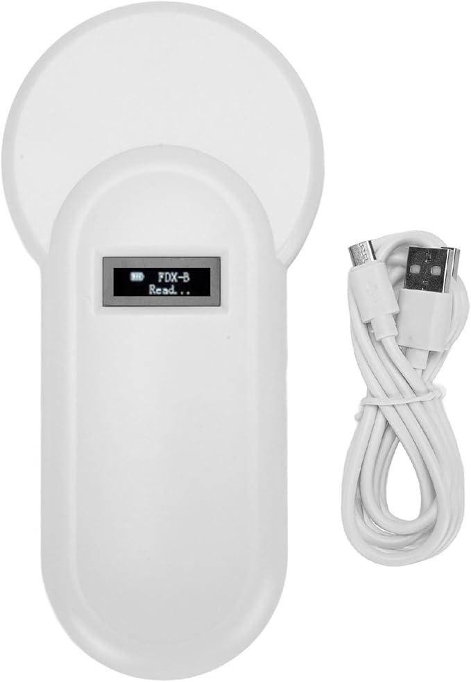 Handheld Animal Chip Reader, Rechargeable Pet Scanner with OLED Display for Dogs Cats Horses Pigs Cows Sheep, ISO11784 5 FDX B Compatible