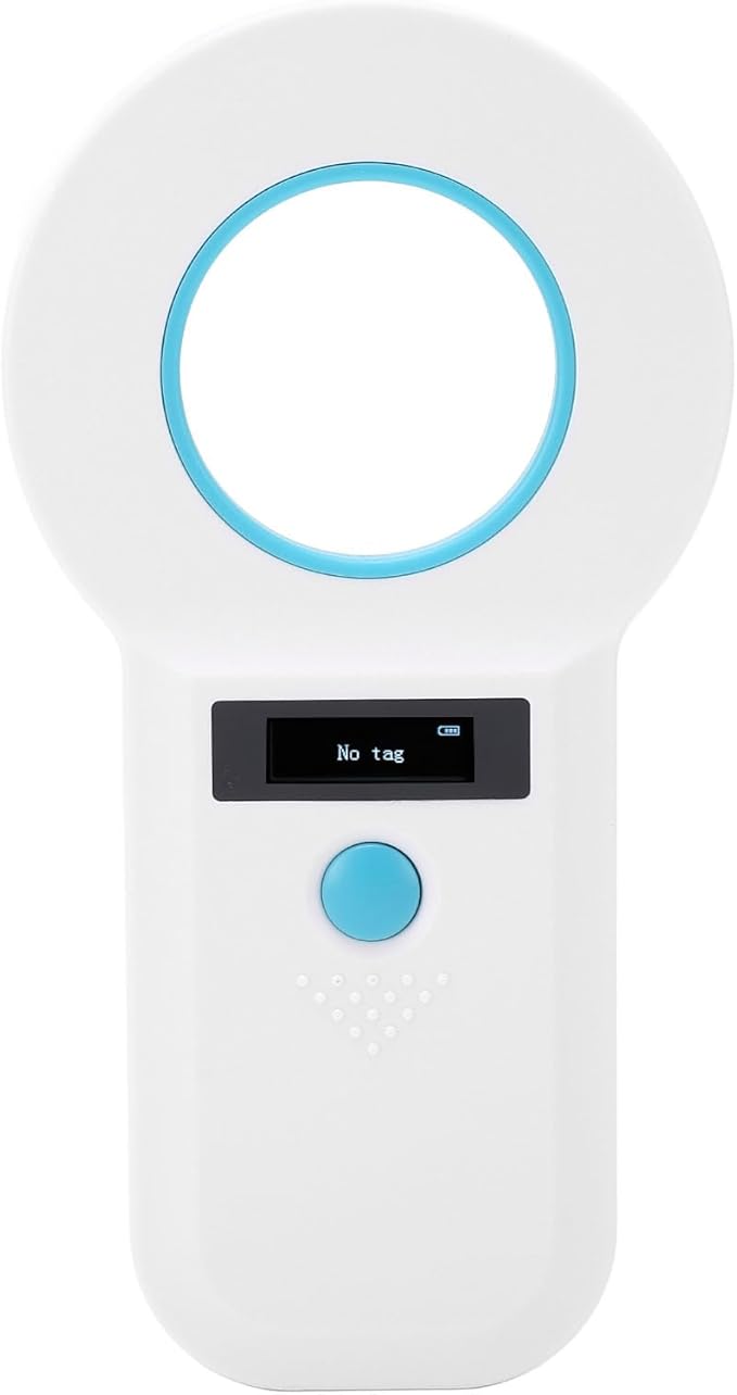 BRRNOO Microchip Scanner, Pet Microchip Scanner Pet ID 134.2KHz 125KHz Chip Rechargeable Animal Card Reader with Storage Function for Pets