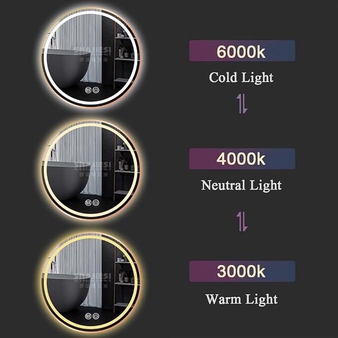 LTSRLL Frameless Illuminated LED Bathroom Wall Mirror