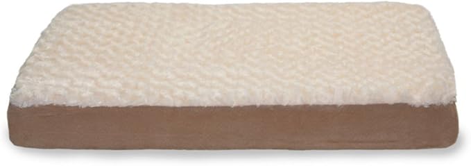Furhaven Memory Foam Dog Bed for Medium/Small Dogs w/ Removable Washable Cover, For Dogs Up to 35 lbs - Ultra Plush Faux Fur & Suede Mattress - Cream, Medium