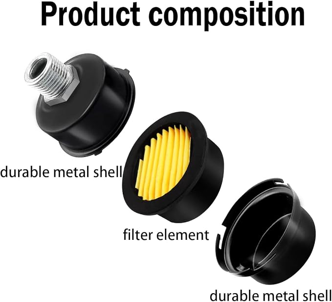 2pcs 1/2" Thread Air Compressor Silencer, Air Compressor Intake Filter Sound