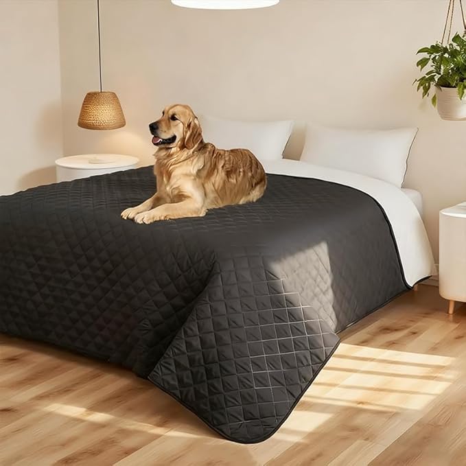 Waterproof Dog Bed Cover, Non-Slip Pet Blanket for Furniture, Washable Couch Cover, Repleasement Sofa Cover Washable pad for Dog Blanket Protection,Travel or Home Use (86.2X86.2 in,Black)