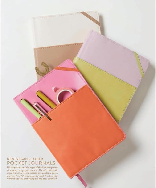 DesignWorks Ink Vegan Leather Pocket Journal, Pink & Chili, 6 x 8.5 in