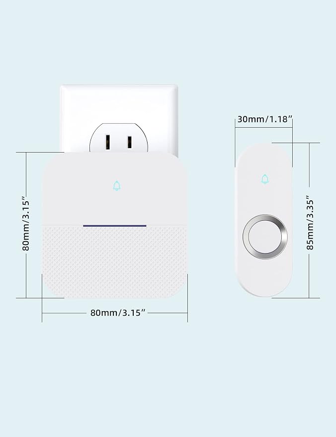 AIDA Lighted Wireless Doorbell for Home, Waterproof Battery Doorbell Wireless 1