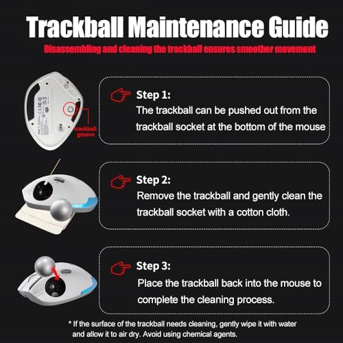 zelotes Wireless Trackball Mouse,Bluetooth Mouse,Rechargeable,4800 DPI, 2-in-1(BT 5.0/3.0+2.4GHz USB Receiver), 8 Buttons,Ergonomic Design,LED Lighting,for Laptop, PC, Pad,White