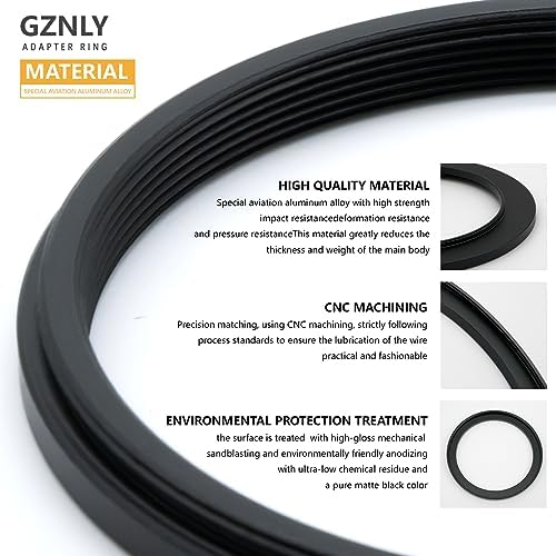 49mm to 58mm Step-up Adapter Rings Filter Adapter Black Metal Step Down Filter Ring Adapter Compatible with All Brand UV CPL ND Camera Lens Filter Stepping Rings (49mm-58mm)