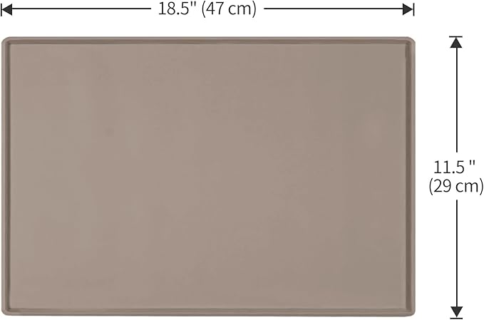 Dog Food Mat,Silicone Waterproof Food Tray,Non Slip Pet Bowl Mats Placemat,0.6" Raised Edge,Suitable for Most Small and Medium Sized Pets,18.5" x 11.5"
