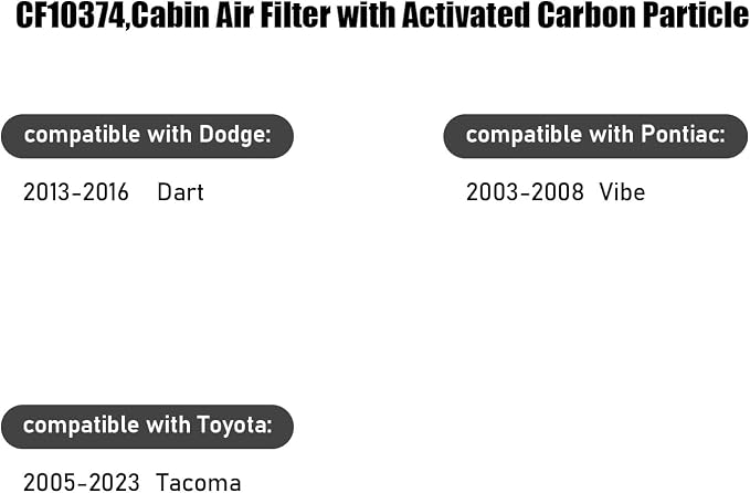 CF10374, Cabin Air Filter with activated carbon particle