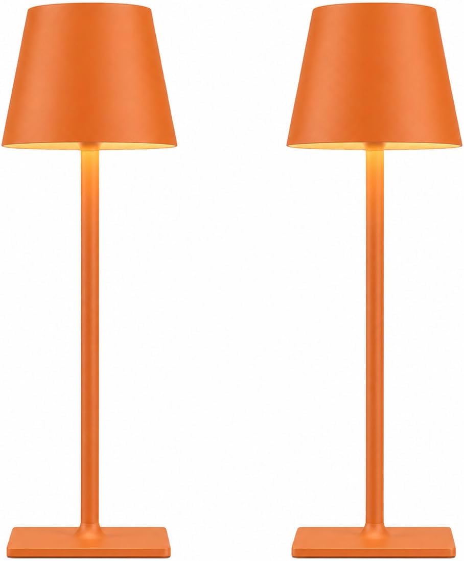 Yogaret Orange Cordless Table Lamp Set of 2-3 Way and Stepless Dimmable - for Restaurant Dining Bedroom Home Bar