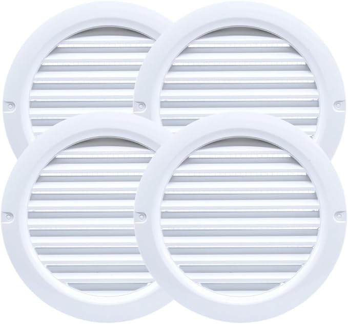 VENTS-US - 4" White Round Plastic Vent Cover - Compatible with 4 Inch Diameter