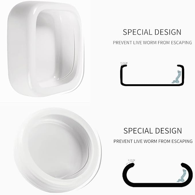 Reptile Food Bowls Ceramic Mini Round Reptile Water Food Dish, Pet Food Bowl for Lizards, Small Snakes, Young Bearded Dragons, Gecko Tortoise Spider (White, Small-2Pack)