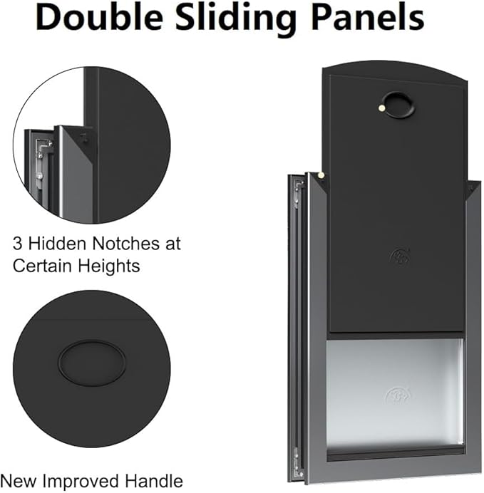 Rescumascer Large Dog Door with Aluminum Frame, Two Sliding Panels, Doggy Door for Large Dogs up to 80 Lbs