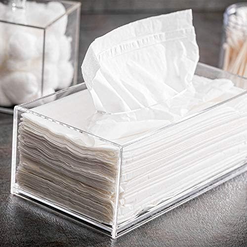 Restaurantware-Clear Tek 8.7 x 4.7 x 3.4 Inch Rectangle Tissue Box, 1 Lightweight Tissue Box Dispenser - Refillable, Premium, Clear Acrylic Holder, For Bathroom, Desktop, Vanity, Dresser