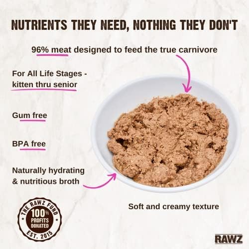 Rawz Natural Premium Pate Canned Cat Wet Food - Made with Real Meat Ingredients No BPA or Gums - 5.5oz Cans 24 Count (Rabbit & Pumpkin)