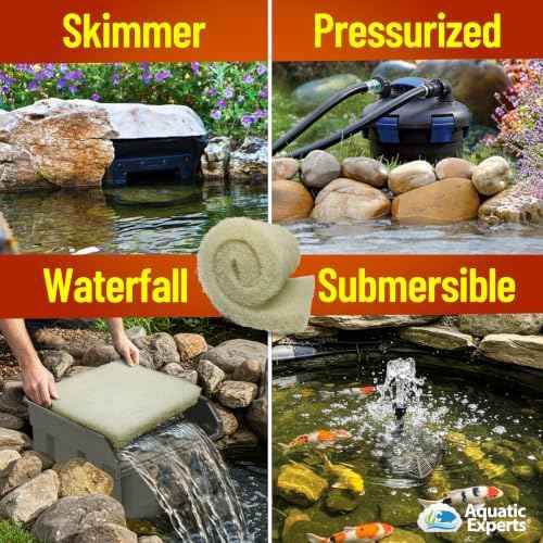 Aquatic Experts Beige COARSE Pond Filter Pad - 1.25 inch Thick - Bulk Roll Water Garden Filter Pond Media - Made in USA, (1.25 inch by 14 inch by 56 inch)