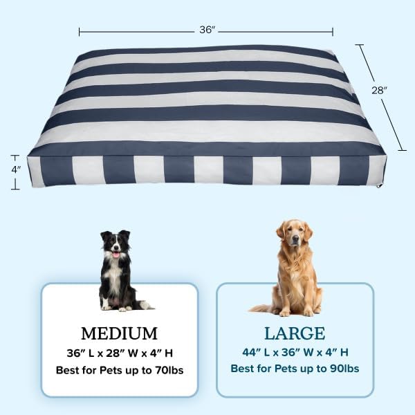 Dog Bed - Indoor/Outdoor Pet Bed with Removable Washable Cover and Non-Slip Bottom - 36in Medium Pet Mat for Dogs up to 70lbs - Water-Resistant Dog Mat by PETMAKER (Navy)