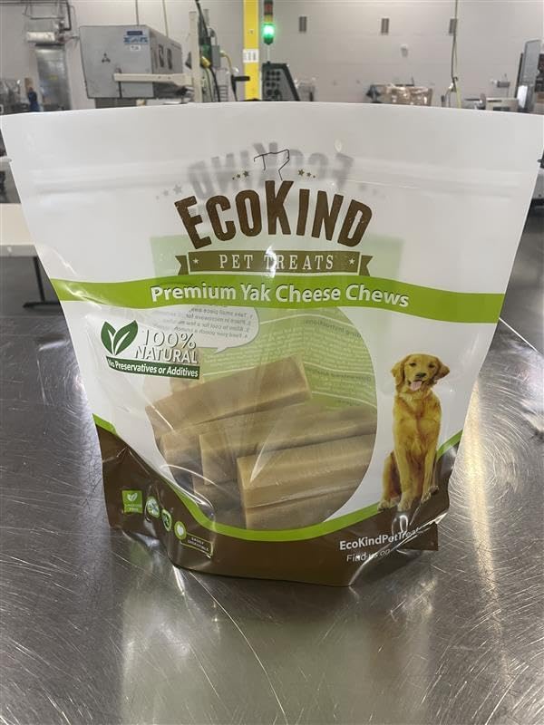 EcoKind Premium Gold Yak Cheese Himalayan Dog Chews, Dog Treats Large Breed, All Natural, High Protein, for Aggressive Chewers, Large - 8+ Chews (2 lb)