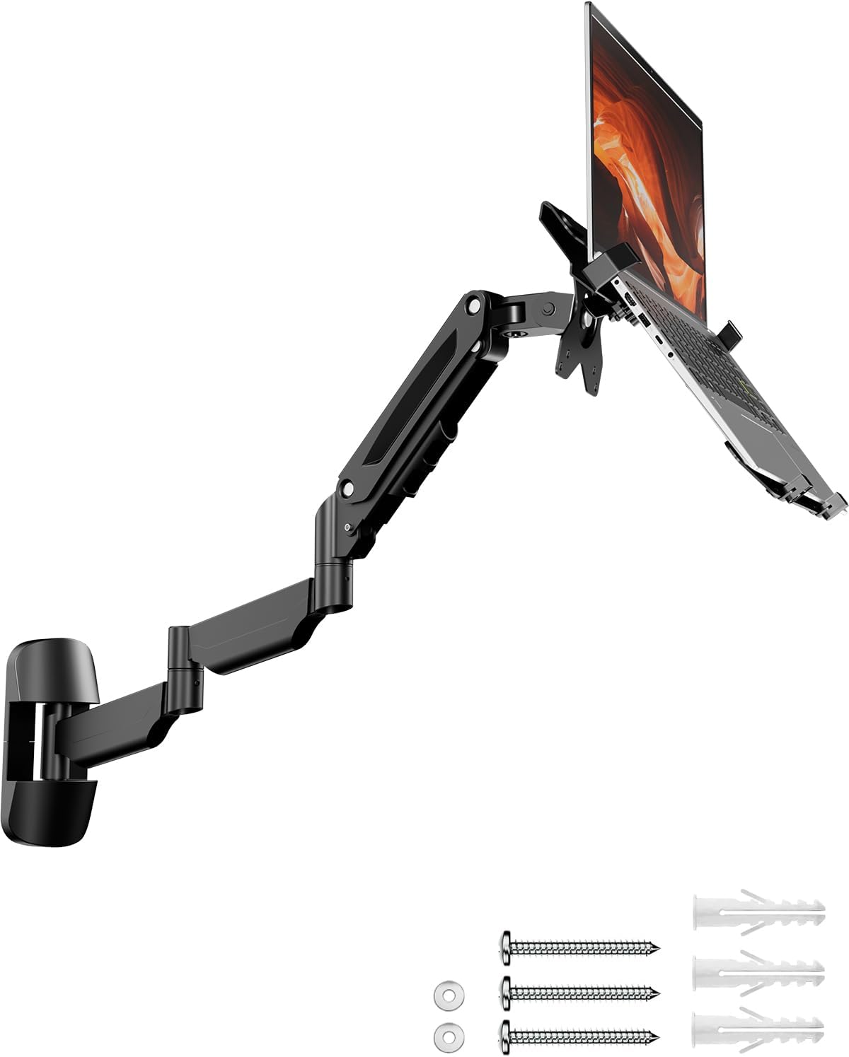 Long Arm 2-in-1 Laptop Wall Mount with Detachable Tray for 12-17'' Laptops