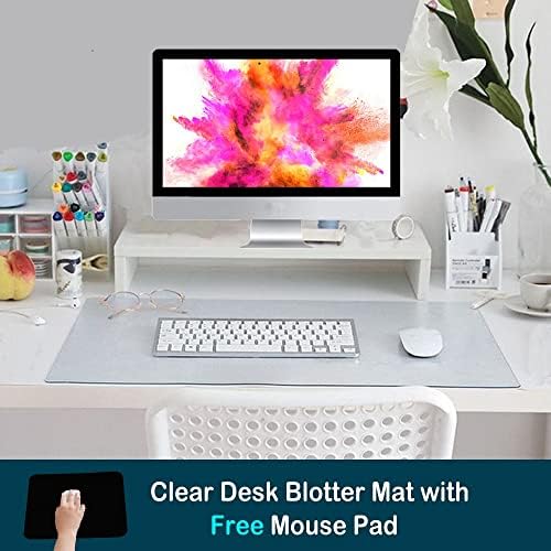 XL PVC Clear Desk Blotter Mat Protector Plastic Table Cover Mat Extra Large Office Drawing Writing Full Desk Pad for Computer Work Desktop Organizer Non-Slip Easy Clean Water Resistant 24x60 Crystal