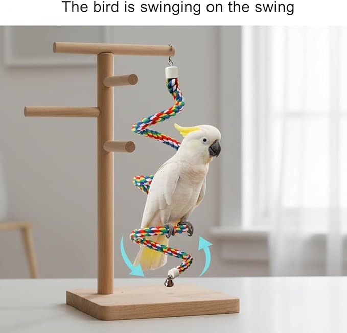 Bird Perch,Bird Rope Perch & Birds Swing Set,Bird perches for cage,Rope Perch for Conures,Parrots,Cockatiel,Lovebird,Budgerigar,Parakeet perches for cage