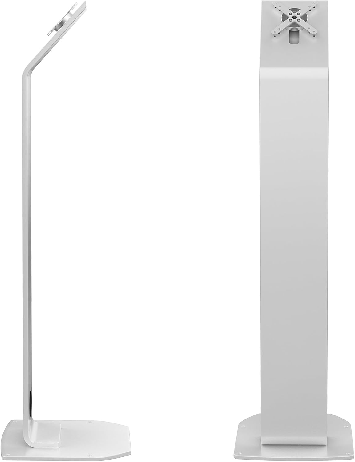 Floor Stand Kiosk - CTA Heavy-Duty VESA Compatible Floor Stand with Interior Cable Routing System and Scratch Resistant Padding on Weighted Base with Kitting Capabilities (ADD-PARAFSW) – White