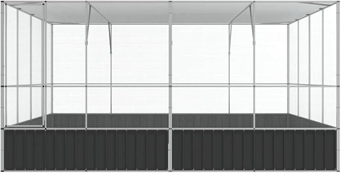 Large Metal Heavy Duty Walk-in Aviary Cage, Ample Activity Space Bird Cage with Lockable Door Also for Chickens and Rabbits, Silver 164.6"x163"x83.5" Steel,-406