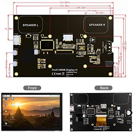 ELECROW 7 Inch Touchscreen Monitor for Raspberry Pi - 1024x600 IPS Capacitive Touch Screen HD Mini LCD Display with Stand Compatible with Raspberry Pi 5/4B/3B+/3B, BB Black, Win11/10/8/7, Driver Free