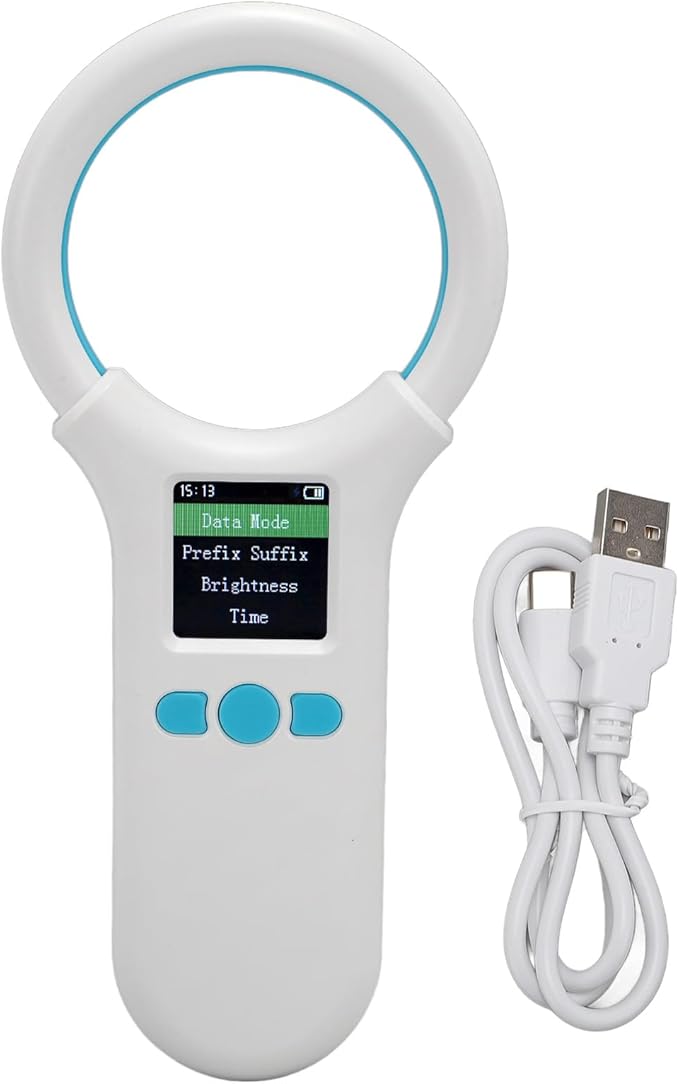 SUNGOOYUE Animal Microchip Scanner, Rechargeable EMID Pet Chip Reader with 1.44 Inch TFT LCD Screen and 500 Records Storage, for Dog Cat Pig Animal ISO11784 11785 FDX B